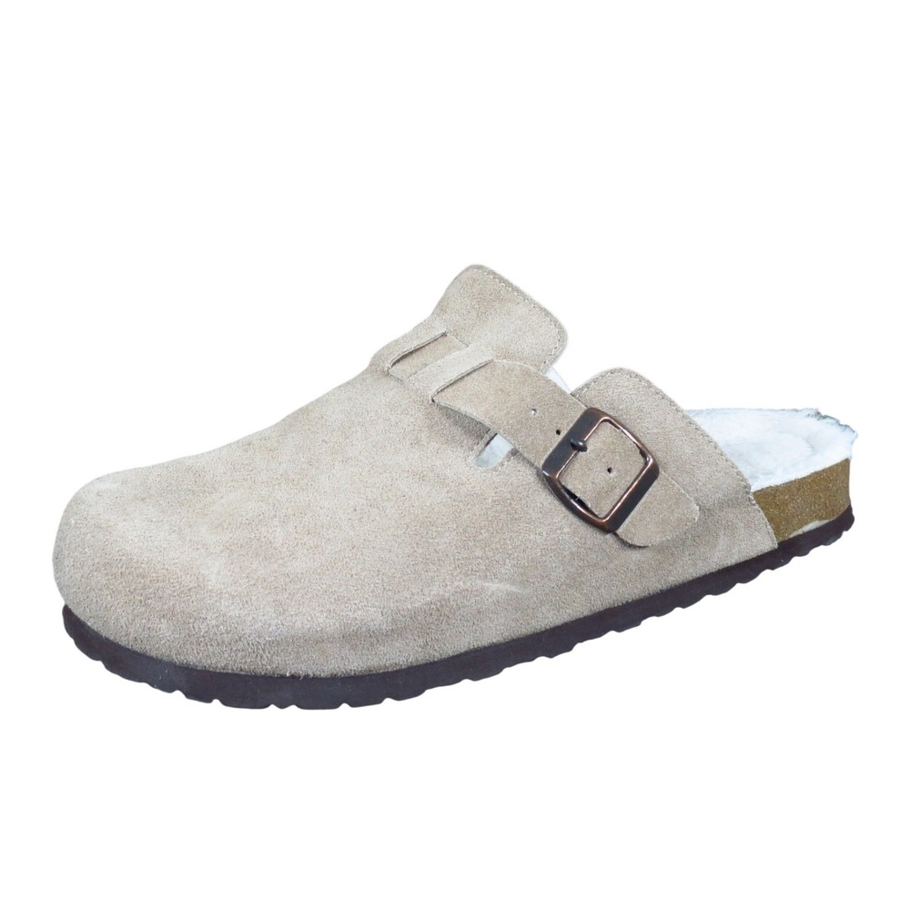 Cushionaire Lane Mens Suede Clog Slippers Size 10 Casual Comfort Taupe Brown